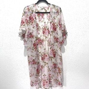 American Eagle Outfitters Sheer Floral kimono duster Medium